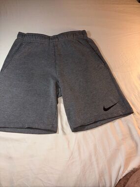 Nike Men’s Dark Gray Athletic Shorts with Black Swoosh